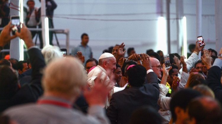 Pope Francis arrives at St Mary's Cathedral Dhaka during is visit to Bangladesh in 2017