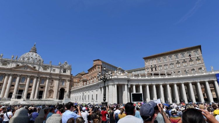 Pope Francis during the Angelus prayer in St. Peter's Square