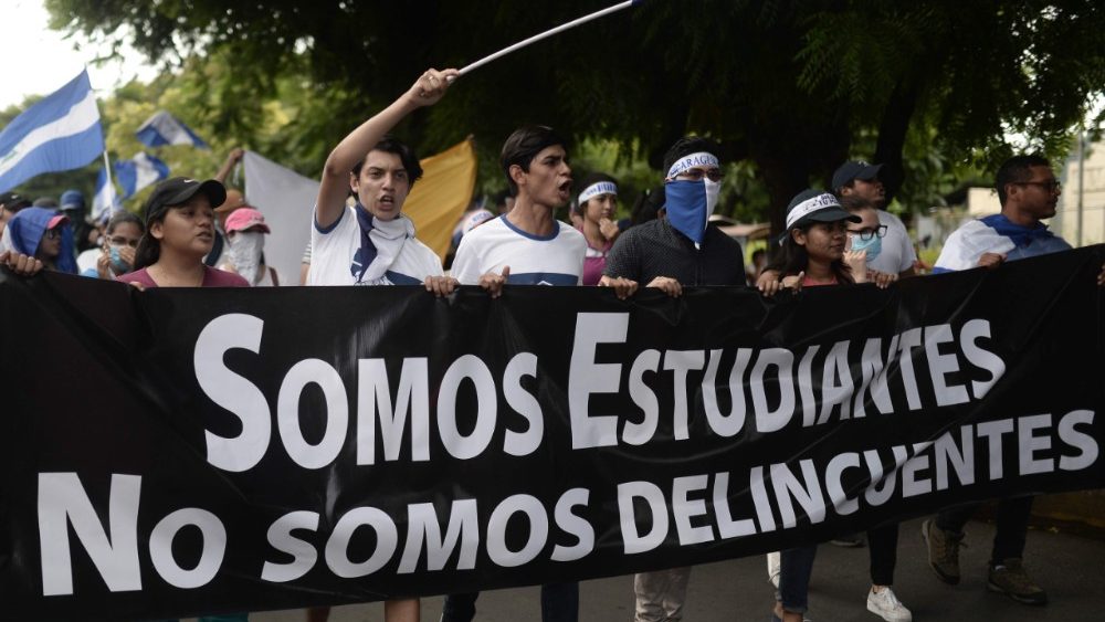 Studenti manifestano contro il governo Ortega, Leon - Nicaragua 30.07.2018