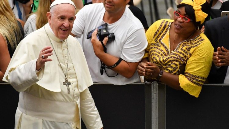 Pope Francis arrives at the weekly General Audience