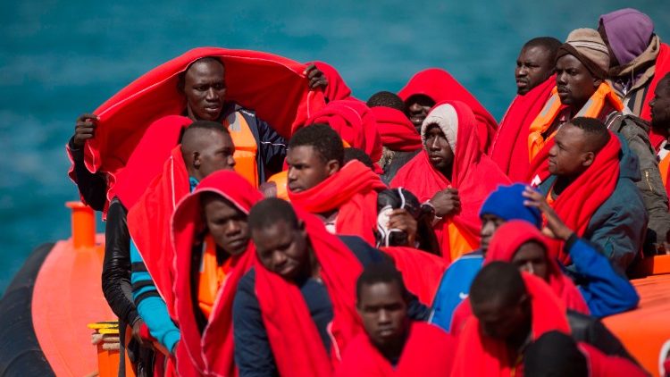 rescue of migrants by the Red Cross off the Spanish coast