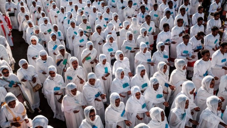 Äthiopische Christen bei einem Fest Mitte Januar in Addis Abeba