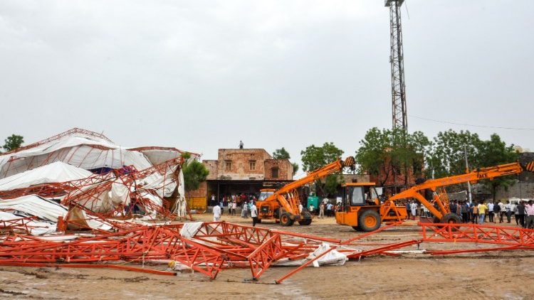 A view of the area after the tent collapse