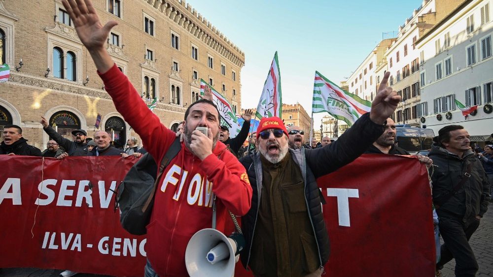 Lavoratori del'Ix Ilva a Roma