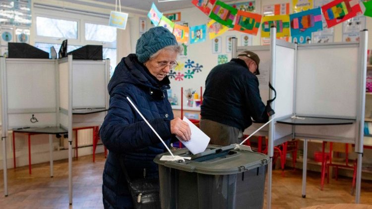 Woman casts her vote in Irish General Election