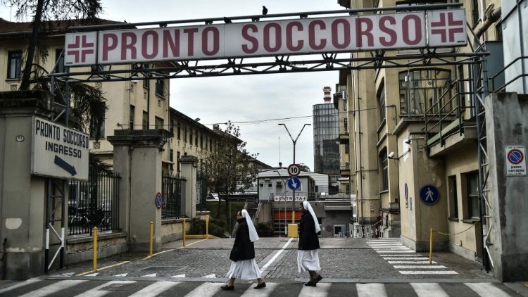 Nun nurses at an emergency room in Le Molinette Hospital in northern Italy