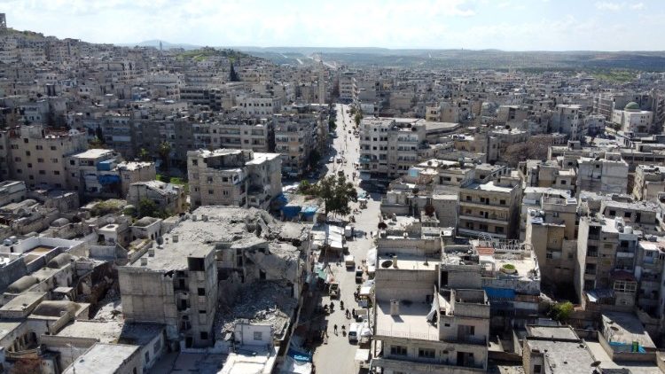 Vue aérienne d'Ariha au nord d'Idleb en Syrie, le 11 avril 2020. 