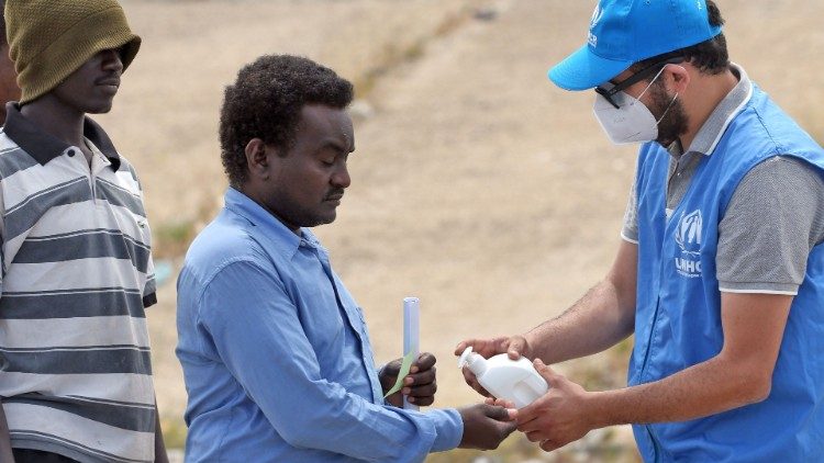 Dans un camp de déplacés et demandeurs d'asile géré par le Haut-Commissariat des Nations unies pour les Réfugiés, le 12 mai 2020, à Tripoli. 