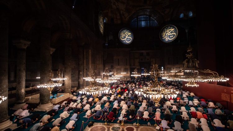 Muzułmańska modlitwa w Hagia Sophia 