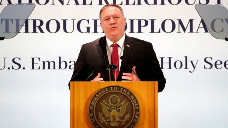 Mike Pompeo bei seinem Auftritt bei dem Symposium zu Religionsfreiheit, das von der US-Botschaft beim Heiligen Stuhl organisiert wurde