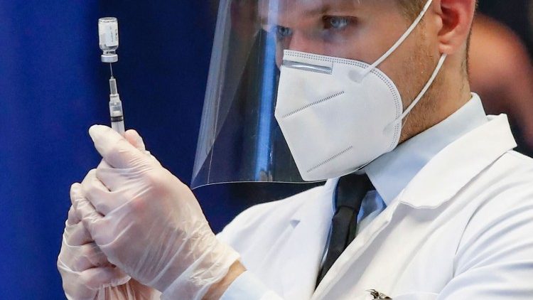 A health worker with the Johnson & Johnson vaccine