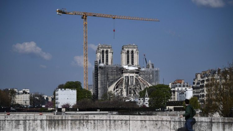 Reconstruction efforts continue on the Notre Dame Cathedral in Paris, France