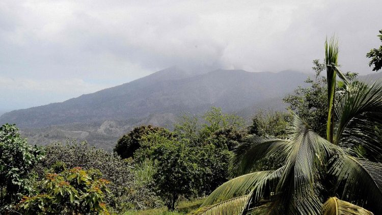 View of the eruption of La Soufrière volcano in St Vincent and the Grenadines