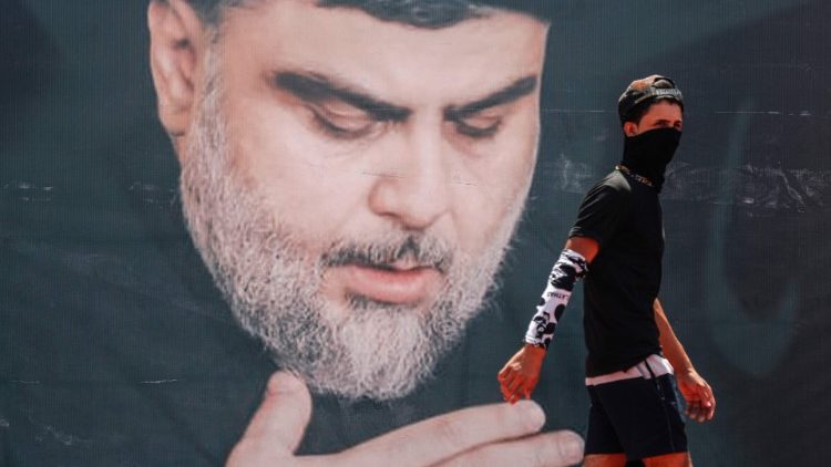 Wahlplakat von al-Sadr in Bagdad