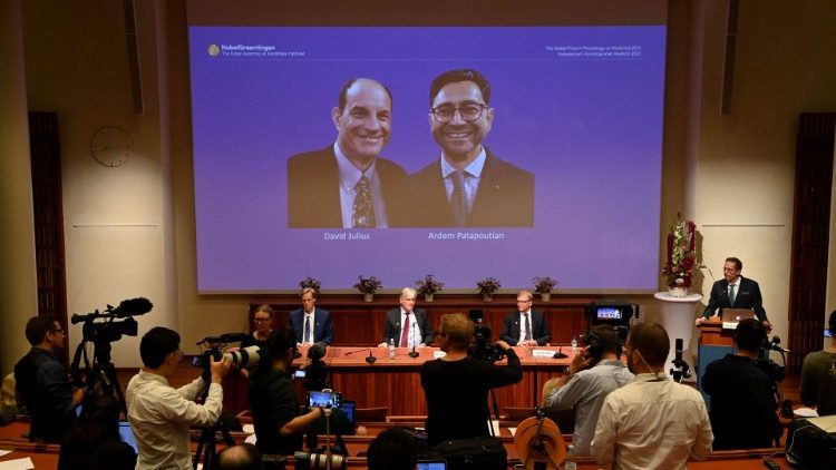 Il momento dell'annuncio dei due vincitori a Stoccolma (Jonathan Nackstrand / Afp)