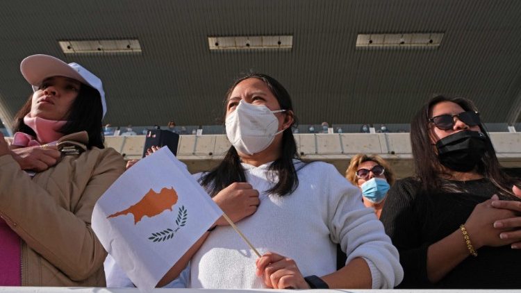 Cypriot faithful attend the papal Mass