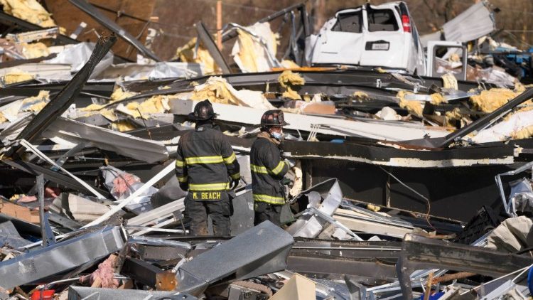 Die Überreste der Kerzenfabrik in Mayfield