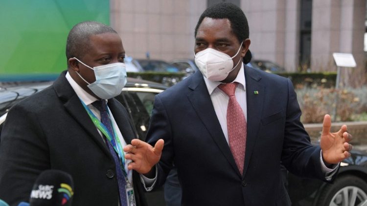 Presidente Hakainde Hichilema, na Cimeira UE-UA de Bruxelas