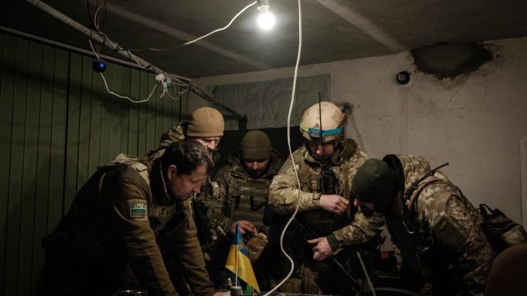 Członkowie Państwowej Straży Granicznej Ukrainy w Bachmucie, 9 lutego 2023