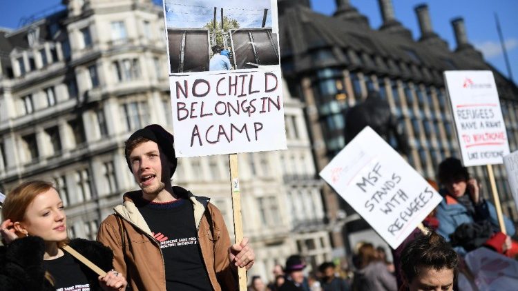 Demonstrators in London marching in support of migrants