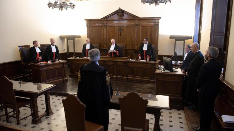 The Vatican trubunal in session in the child pornography case of Monsignor Carlo Capella on June 23, 2018. 