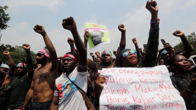 Papuans demonstrating in Jakarta, Indonesia, in August 2019.