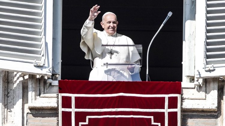 Pope Francis in St. Peter's Square during the Angelus prayer