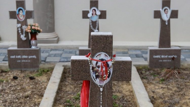 Graves of some victims of the 2019 Easter Sunday attack on St. Sebastian's Church in Negombo, Sri Lanka.  