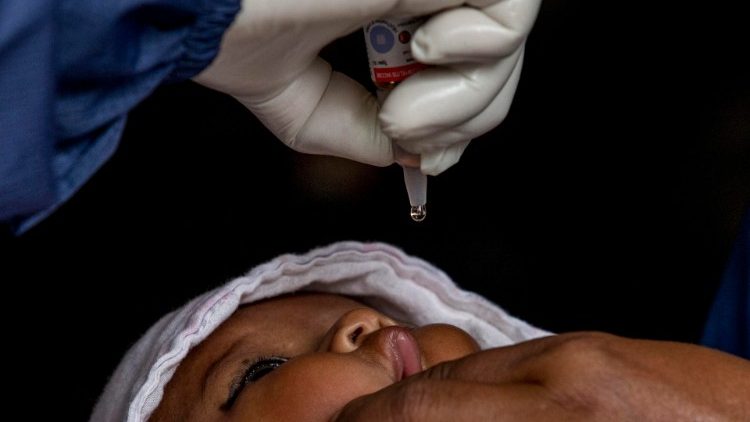 Children vaccination campaign in Nepal amid lockdown.