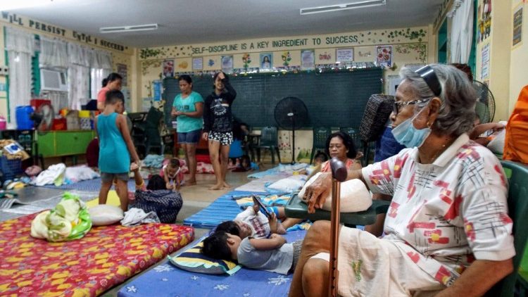 A school-turned- evacuation-centre in Bulan, Philippines, during Typhoon Vongfong. 