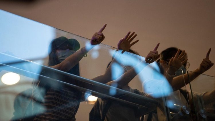 Bei einer Kundgebung