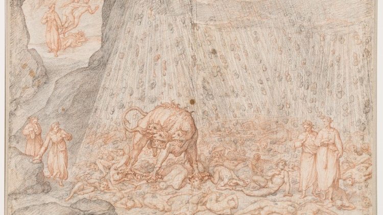 Federico Zuccari, Dante Istoriato,5) Golosi.-Cerbero,  1586-1588, Gallerie degli Uffizi 