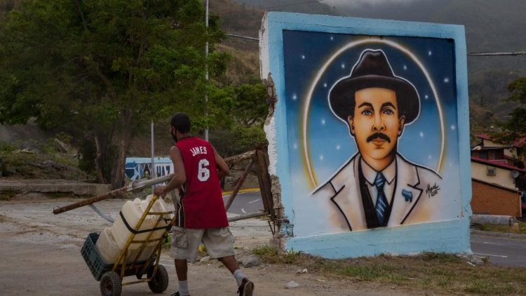 Imagem do Beato José Gregorio Hernandez na periferia de Caracas