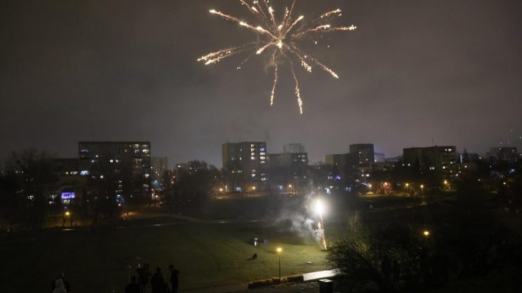Silvesterfeuer in Warschau