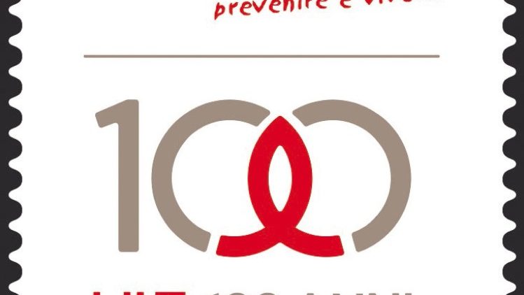 Timbre édité à l'occasion du centenaire de la Ligue italienne de lutte contre les tumeurs. 