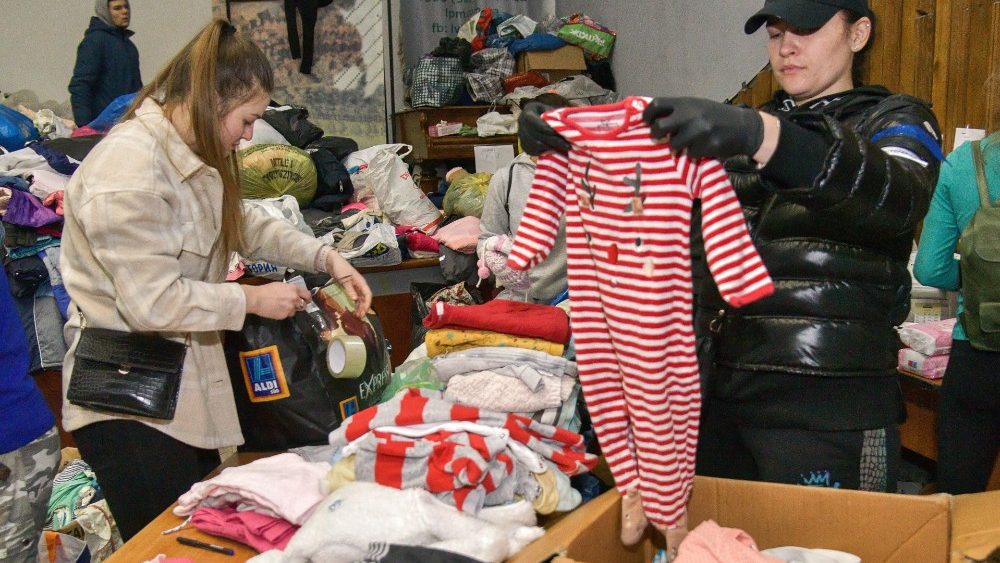 Volunteers at aid in Lviv 
