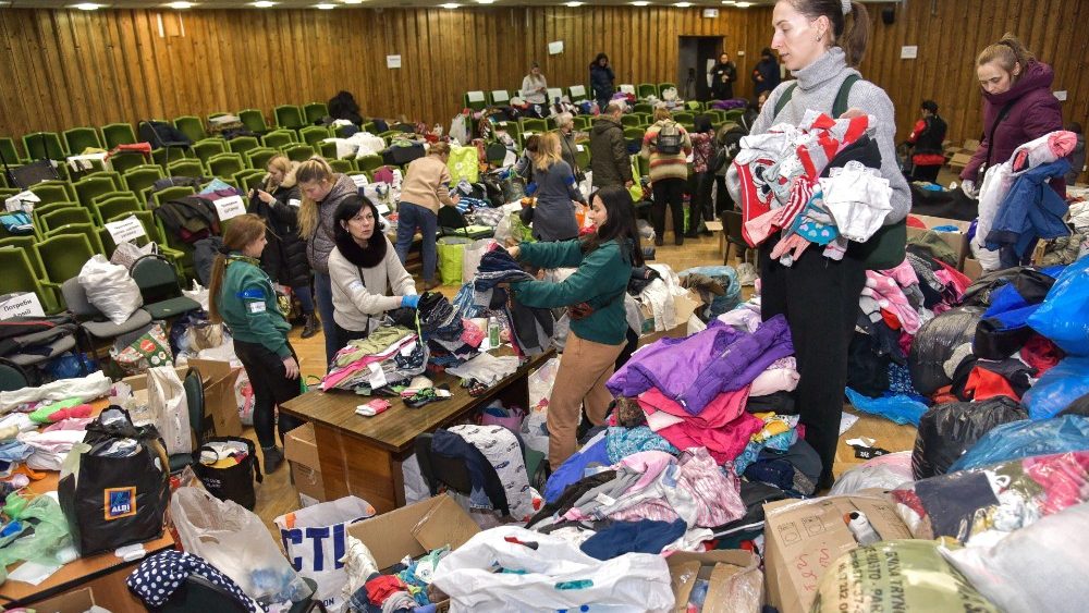 Volunteers at aid in Lviv 