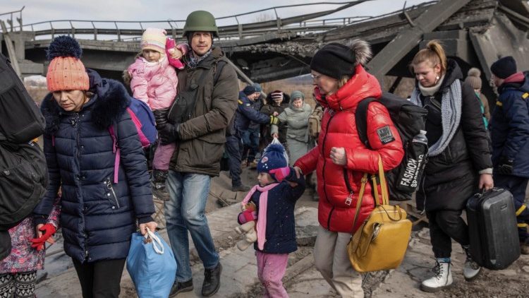 Flüchtende im Kiewer Vorort Irpin