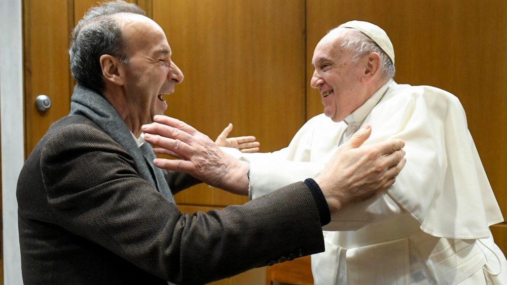 Meeting of Pope Francis and Roberto Benigni at the Vatican