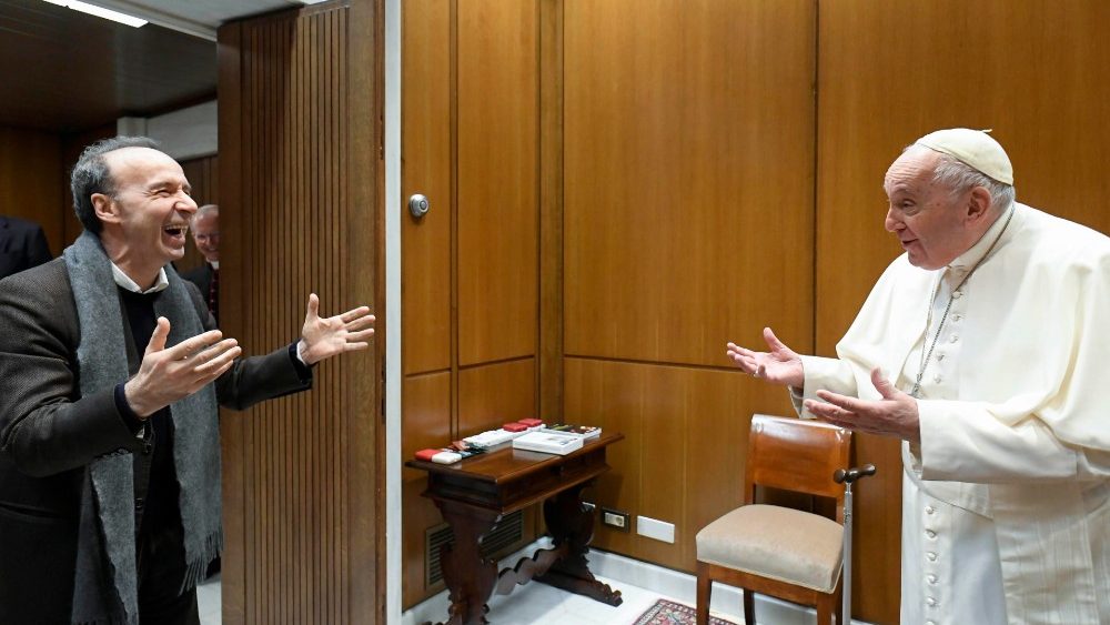 Meeting of Pope Francis and Roberto Benigni at the Vatican