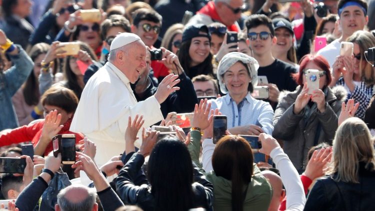 Pope Francis arrives for the weekly audience at the Vatican