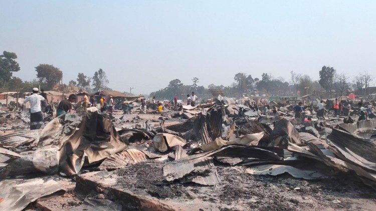 Aftermath of a fire at the Rohingya refugee camp in Cox's Bazar