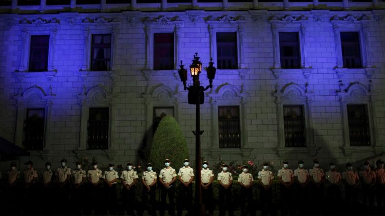 Um momento do protesto contra a demissão do chefe da Promotoria Especial contra a Impunidade, Juan Francisco Sandoval