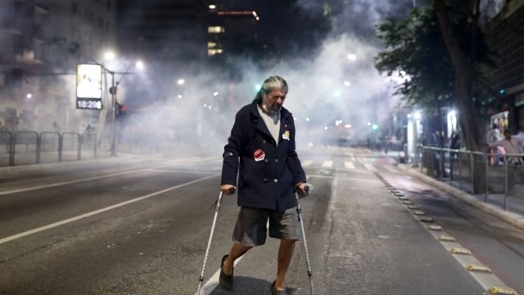 Protest in Sao Paulo against Brazil's President  over his handling of the Covid-19 crisis