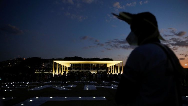 Demonstration in defence of local indigenous people, in Brasilia