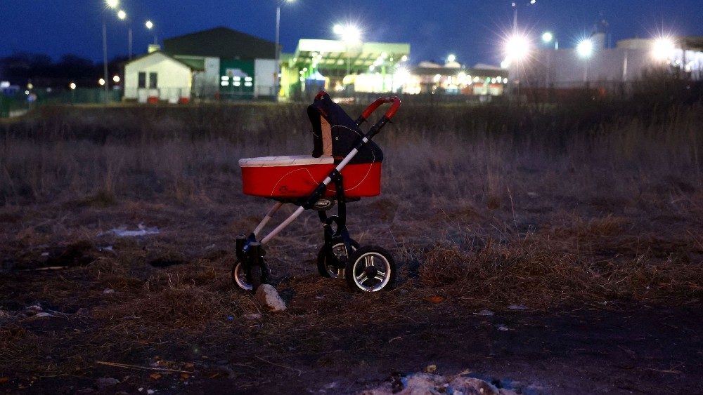 Refugees arrive at the Polish border town of Medyka after fleeing from Ukraine due to the Russian invasion