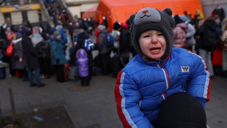Ukrainische Flüchtlinge an der polnischen Grenze