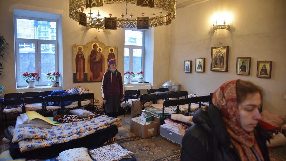 A view shows a monastery accommodating refugees in Lviv