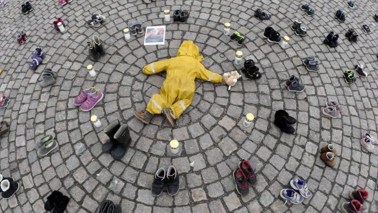 A demonstration organized by the Ukrainian Association in Finland to honour the children killed amid the Russian invasion