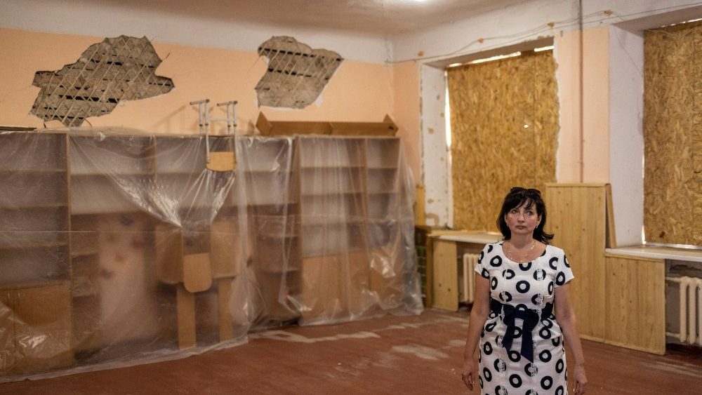 Teachers get ready for a new school year in a bombed-out school in Mykolaiv